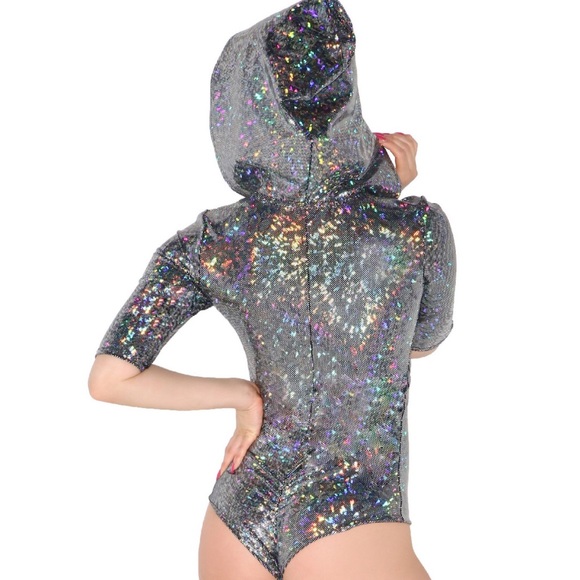 iHeartRaves Disco X Cross Hooded Bodysuit - Picture 4 of 5
